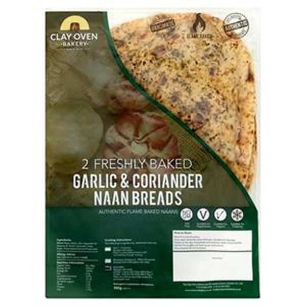 Clay Oven Bakery Garlic & Coriander Naan 2 pack 360g
