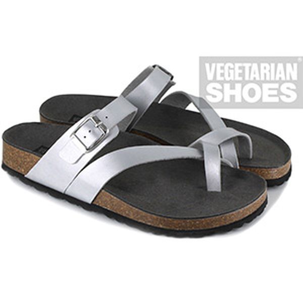 Vegetarian Shoes Santorini Toe Strap Sandal Silver Size 40 (UK 6.6) - Image 2