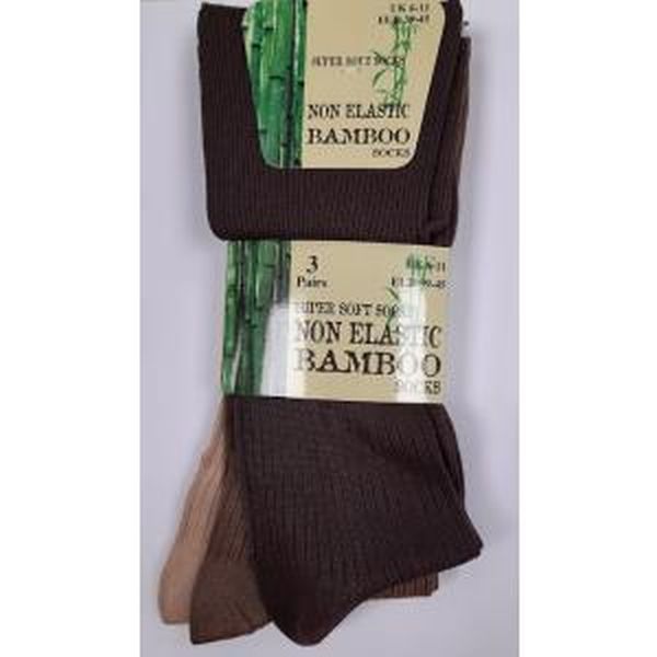 Men's Brown Non-Elastic Super Soft Bamboo Socks 3 pack Size 6-11