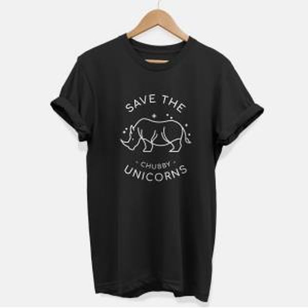 Vegan Outfitters Chubby Unicorns T-Shirt Black. Size L