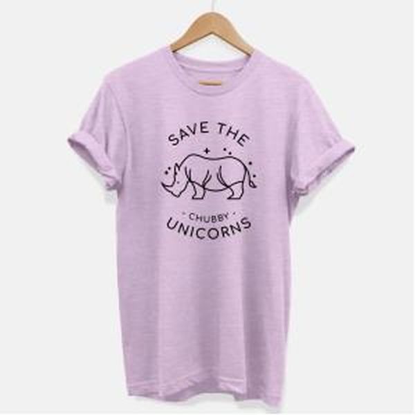 Vegan Outfitters Chubby Unicorns T-Shirt Dusty Lilac. Size XL