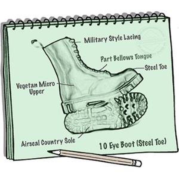 Vegetarian Shoes Black Airseal 10-Eye Boots with Steel Toe - Image 6
