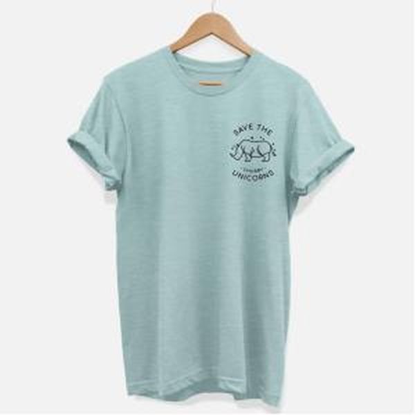 Vegan Outfitters Herbivore Dinosaur T-Shirt Dusty Blue. Size XXL
