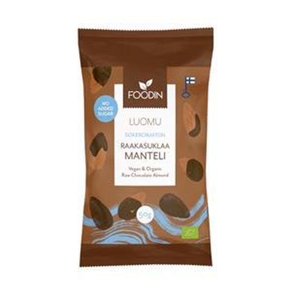 Foodin Organic No Added Sugar Raw Chocolate Almonds 50g